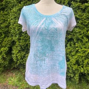 Teal blue mesh tee